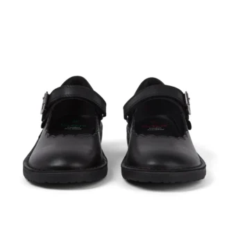 Scarpe da bambina Adlar MJ in pelle con bordi smerlati, nero Scarpe da bambina Adlar MJ in pelle con bordi smerlati, nero