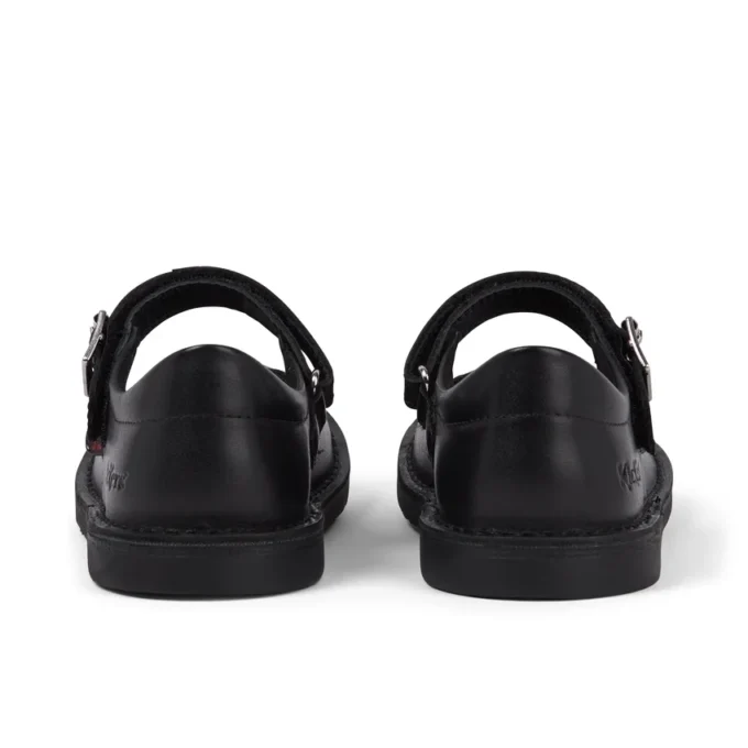 Scarpe da bambina Adlar MJ in pelle con bordi smerlati, nero