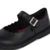 Scarpe da bambina Adlar MJ in pelle con bordi smerlati, nero