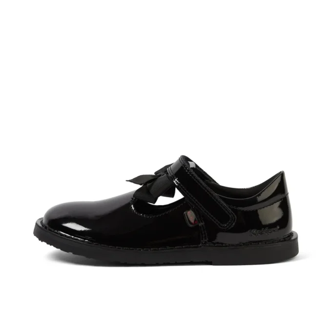 Scarpe da bambina Adlar T Bar Bow in vernice, nero