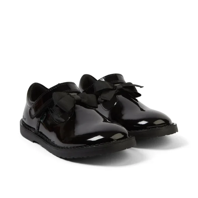 Scarpe da bambina Adlar T Bar Bow in vernice, nero
