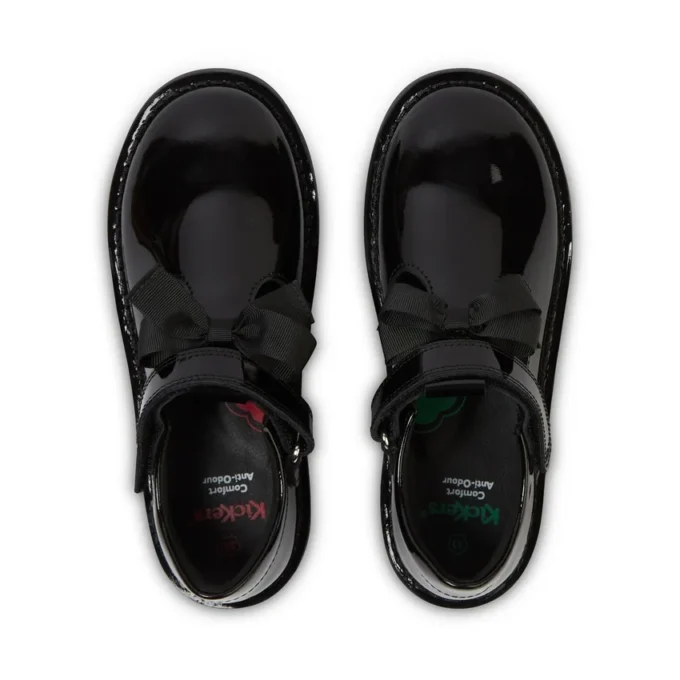 Scarpe da bambina Adlar T Bar Bow in vernice, nero
