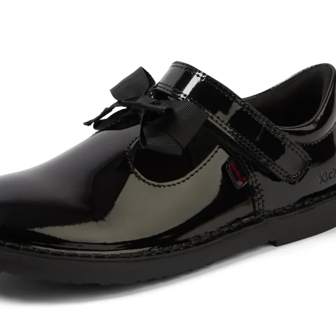 Scarpe da bambina Adlar T Bar Bow in vernice, nero