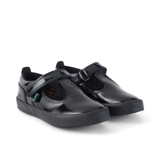 Scarpe da bambina Kariko con cinturino a T in vernice nera Scarpe da bambina Kariko con cinturino a T in vernice nera