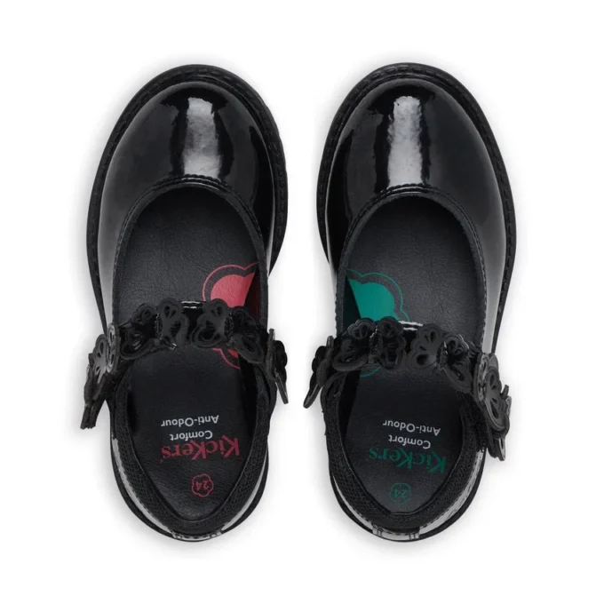 Scarpe da bambina Lachly Butterfly Mj in vernice nera Scarpe da bambina Lachly Butterfly Mj in vernice nera