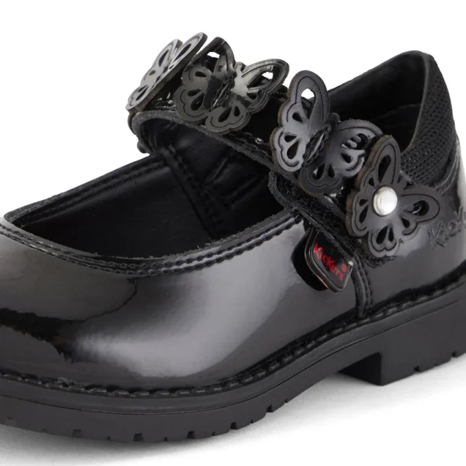 Scarpe da bambina Lachly Butterfly Mj in vernice nera Scarpe da bambina Lachly Butterfly Mj in vernice nera