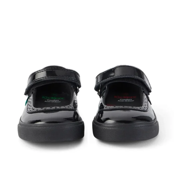 Scarpe da bambina Tovni Brogue MJ in vernice nera Scarpe da bambina Tovni Brogue MJ in vernice nera