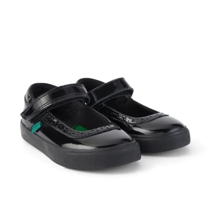 Scarpe da bambina Tovni Brogue MJ in vernice nera Scarpe da bambina Tovni Brogue MJ in vernice nera
