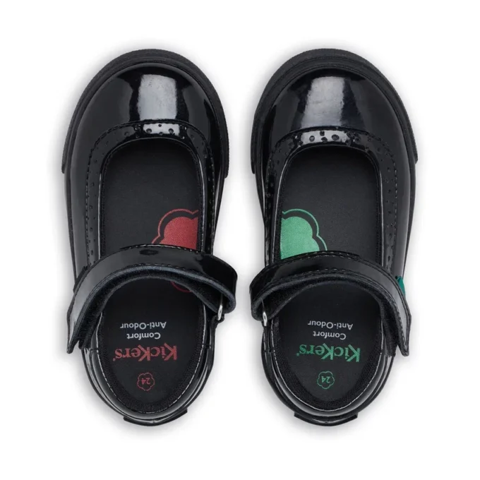 Scarpe da bambina Tovni Brogue MJ in vernice nera Scarpe da bambina Tovni Brogue MJ in vernice nera