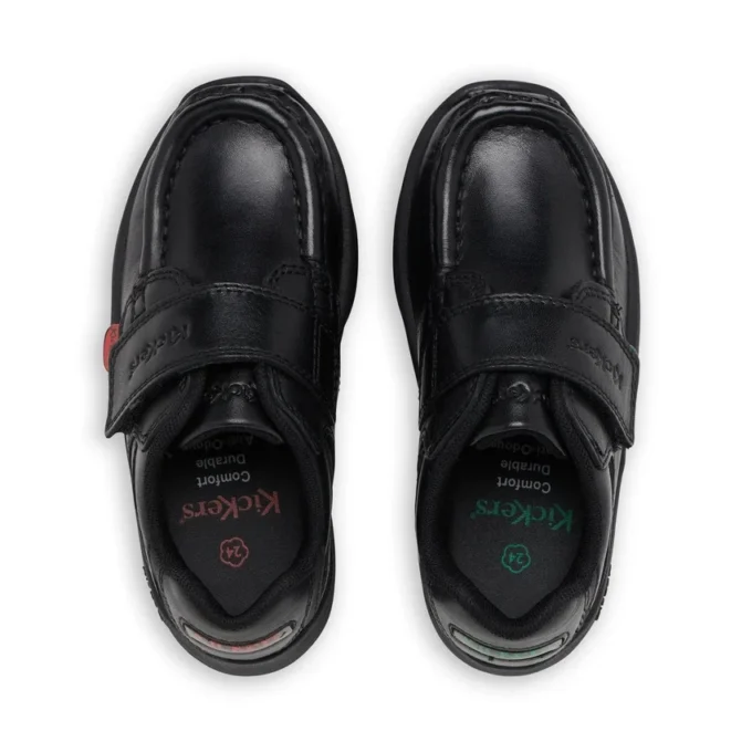 Scarpe da bambino Reasan Strap in pelle nera
