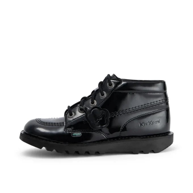 Scarpe da donna Kick Hi in pelle alternativa verniciata nera Scarpe da donna Kick Hi in pelle alternativa verniciata nera