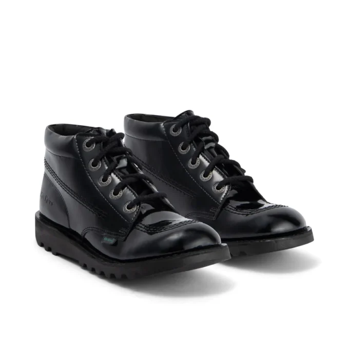 Scarpe da donna Kick Hi in pelle alternativa verniciata nera Scarpe da donna Kick Hi in pelle alternativa verniciata nera