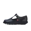 Scarpe da donna Kick T-Bar in pelle nera Scarpe da donna Kick T-Bar in pelle nera