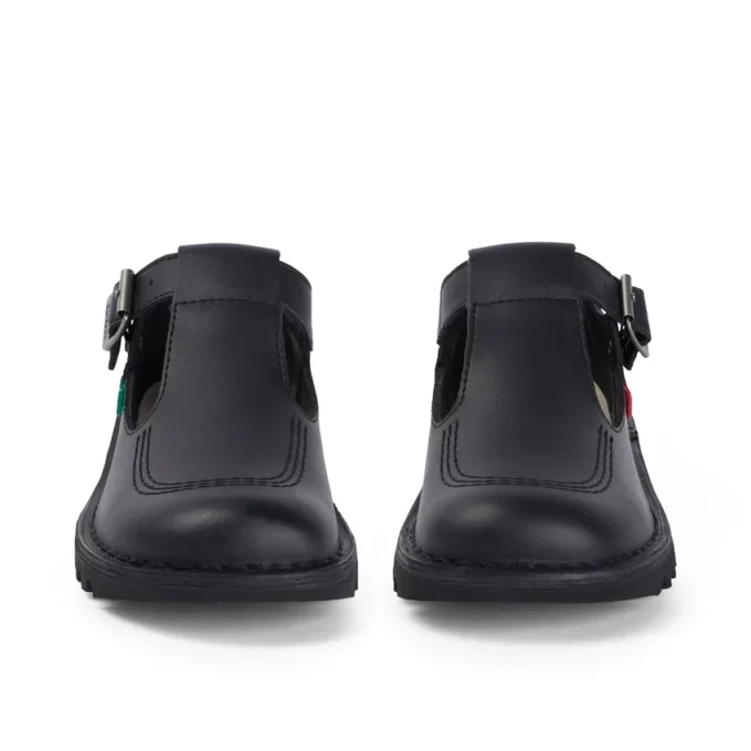 Scarpe da donna Kick T-Bar in pelle nera Scarpe da donna Kick T-Bar in pelle nera