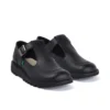 Scarpe da donna Kick T-Bar in pelle nera Scarpe da donna Kick T-Bar in pelle nera