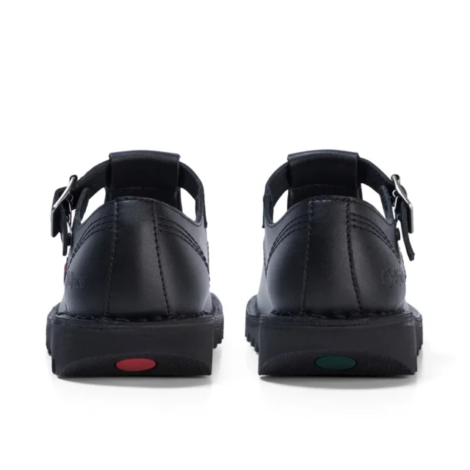 Scarpe da donna Kick T-Bar in pelle nera Scarpe da donna Kick T-Bar in pelle nera