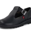 Scarpe da donna Kick T-Bar in pelle nera Scarpe da donna Kick T-Bar in pelle nera