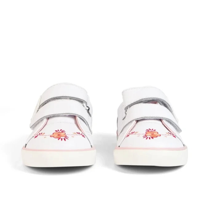 Scarpe da ginnastica Tovni Twin Happy per bambine in pelle bianca Scarpe da ginnastica Tovni Twin Happy per bambine in pelle bianca