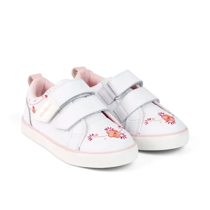 Scarpe da ginnastica Tovni Twin Happy per bambine in pelle bianca Scarpe da ginnastica Tovni Twin Happy per bambine in pelle bianca