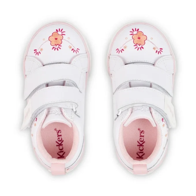 Scarpe da ginnastica Tovni Twin Happy per bambine in pelle bianca Scarpe da ginnastica Tovni Twin Happy per bambine in pelle bianca