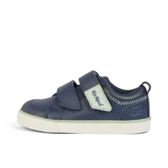 Scarpe da ginnastica Tovni Twin ZigZag in pelle blu navy per bambini Scarpe da ginnastica Tovni Twin ZigZag in pelle blu navy per bambini
