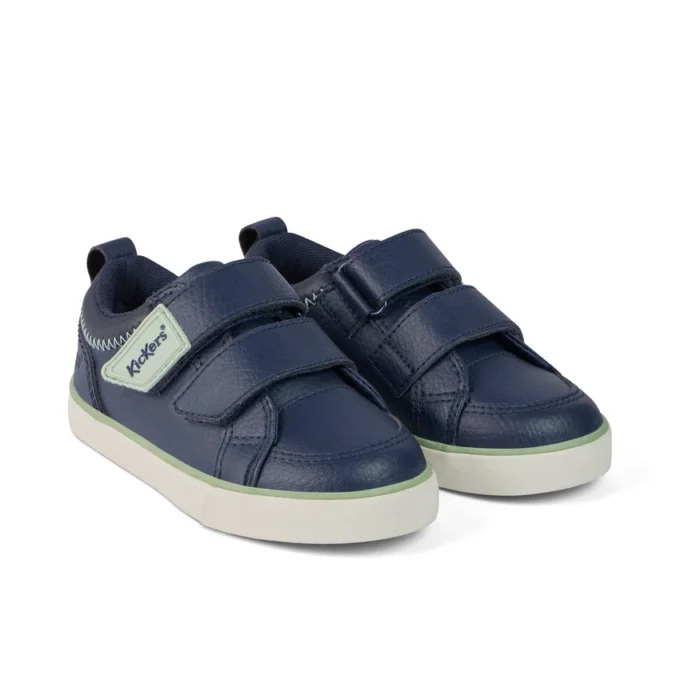 Scarpe da ginnastica Tovni Twin ZigZag in pelle blu navy per bambini Scarpe da ginnastica Tovni Twin ZigZag in pelle blu navy per bambini