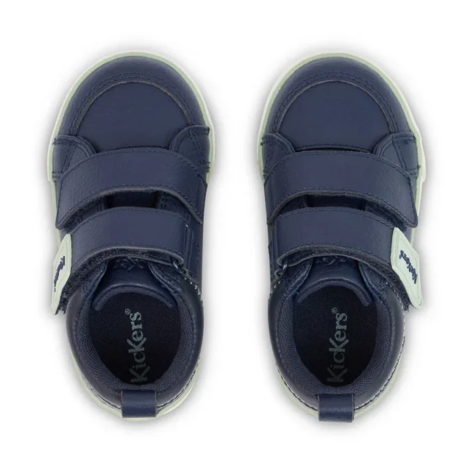 Scarpe da ginnastica Tovni Twin ZigZag in pelle blu navy per bambini Scarpe da ginnastica Tovni Twin ZigZag in pelle blu navy per bambini