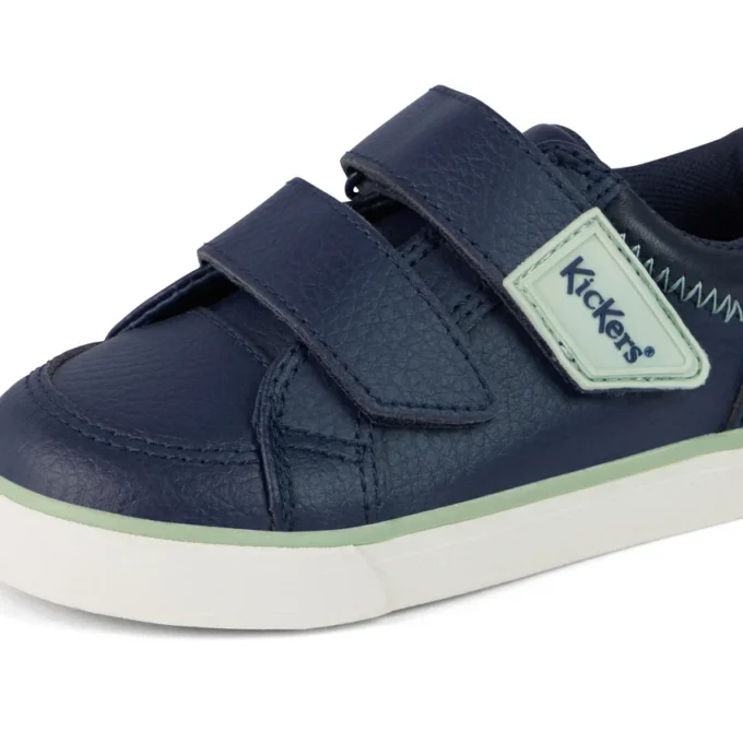Scarpe da ginnastica Tovni Twin ZigZag in pelle blu navy per bambini Scarpe da ginnastica Tovni Twin ZigZag in pelle blu navy per bambini