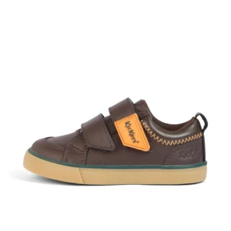 Scarpe da ginnastica Tovni Twin ZigZag per neonati maschi in pelle marrone Scarpe da ginnastica Tovni Twin ZigZag per neonati maschi in pelle marrone