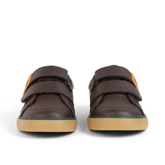 Scarpe da ginnastica Tovni Twin ZigZag per neonati maschi in pelle marrone Scarpe da ginnastica Tovni Twin ZigZag per neonati maschi in pelle marrone