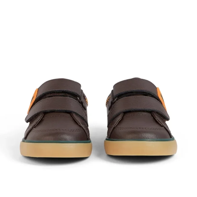 Scarpe da ginnastica Tovni Twin ZigZag per neonati maschi in pelle marrone