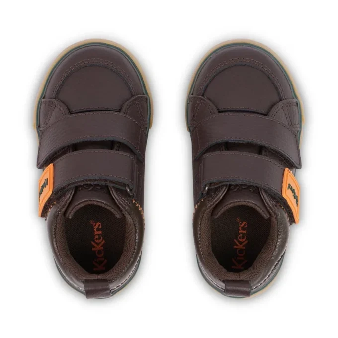 Scarpe da ginnastica Tovni Twin ZigZag per neonati maschi in pelle marrone