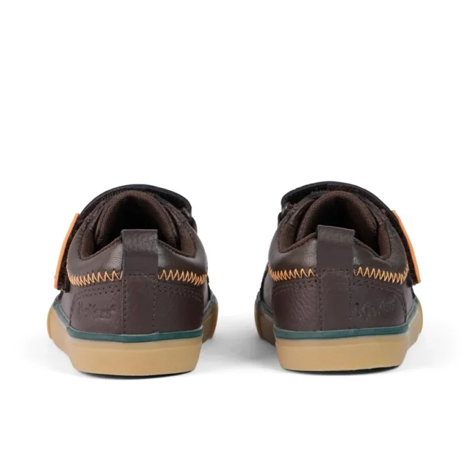Scarpe da ginnastica Tovni Twin ZigZag per neonati maschi in pelle marrone