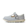 Scarpe da neonato Kick T-Bar Glitter Cosmic in tessuto argento Scarpe da neonato Kick T-Bar Glitter Cosmic in tessuto argento