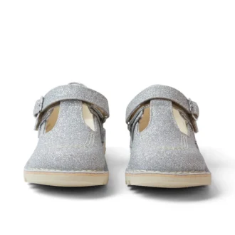 Scarpe da neonato Kick T-Bar Glitter Cosmic in tessuto argento