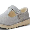 Scarpe da neonato Kick T-Bar Glitter Cosmic in tessuto argento Scarpe da neonato Kick T-Bar Glitter Cosmic in tessuto argento