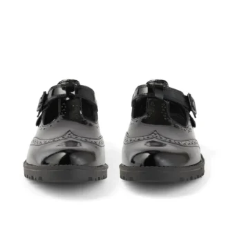 Scarpe da ragazza Lachly Brogue T-Bar in vernice nera