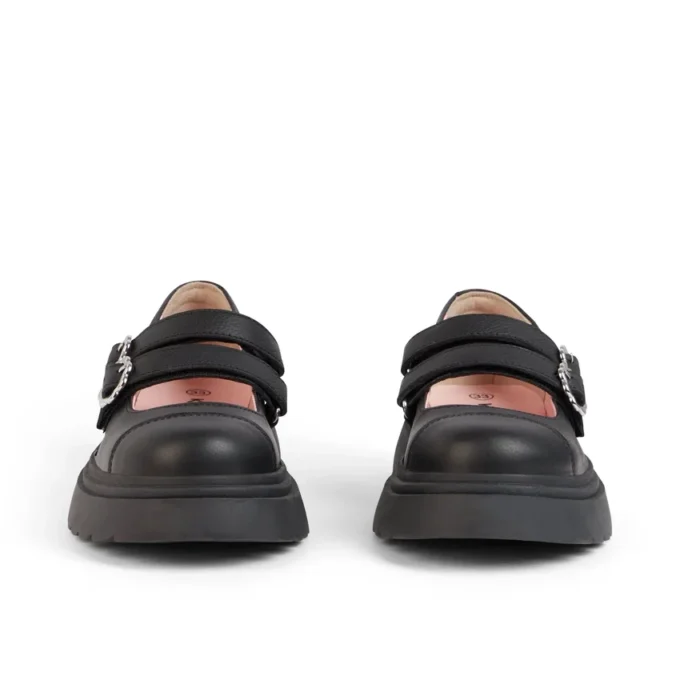 Scarpe Kenzi MJ in pelle nera per ragazze Scarpe Kenzi MJ in pelle nera per ragazze