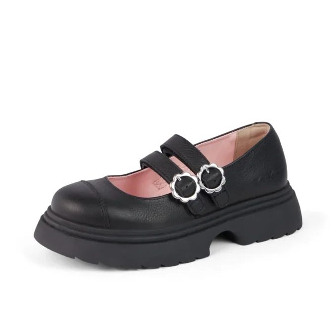 Scarpe Kenzi MJ in pelle nera per ragazze Scarpe Kenzi MJ in pelle nera per ragazze