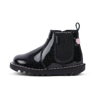 Scarpe Kick Chelsea Galactic in pelle nera per bambina