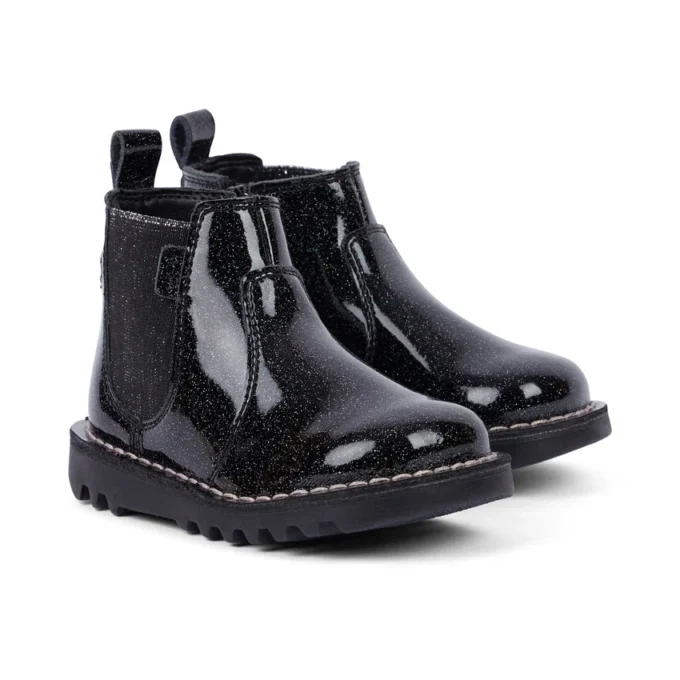 Scarpe Kick Chelsea Galactic in pelle nera per bambina Scarpe Kick Chelsea Galactic in pelle nera per bambina