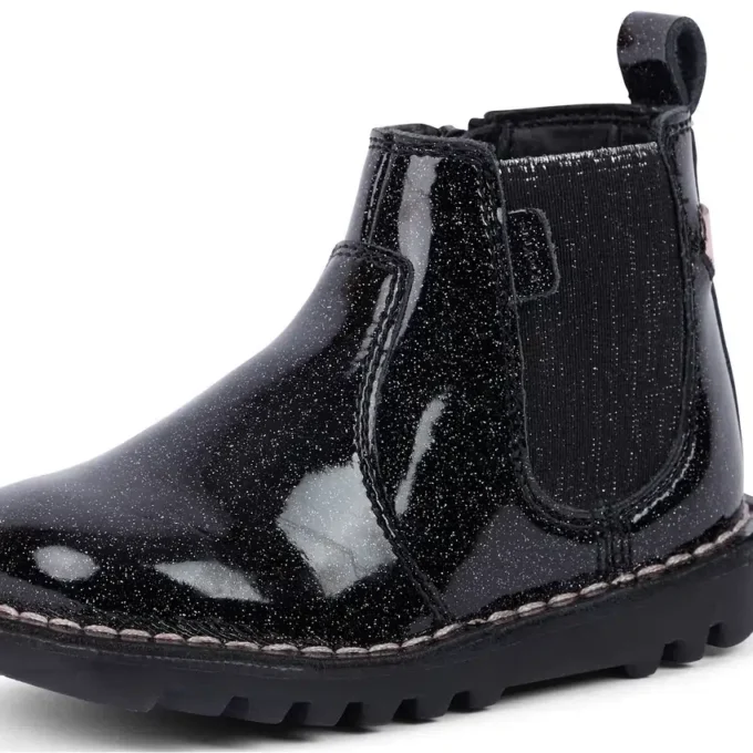 Scarpe Kick Chelsea Galactic in pelle nera per bambina Scarpe Kick Chelsea Galactic in pelle nera per bambina