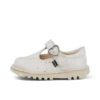 Scarpe Kick T-Bar glitterate unisex per neonati, bianche