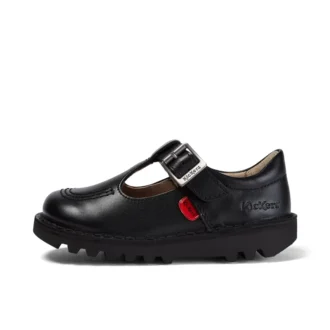 Scarpe Kick T-Bar in similpelle nera per bambine