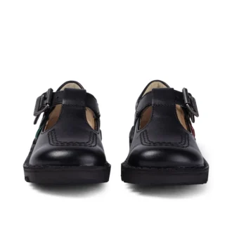 Scarpe Kick T-Bar in similpelle nera per bambine