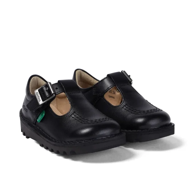 Scarpe Kick T-Bar in similpelle nera per bambine Scarpe Kick T-Bar in similpelle nera per bambine