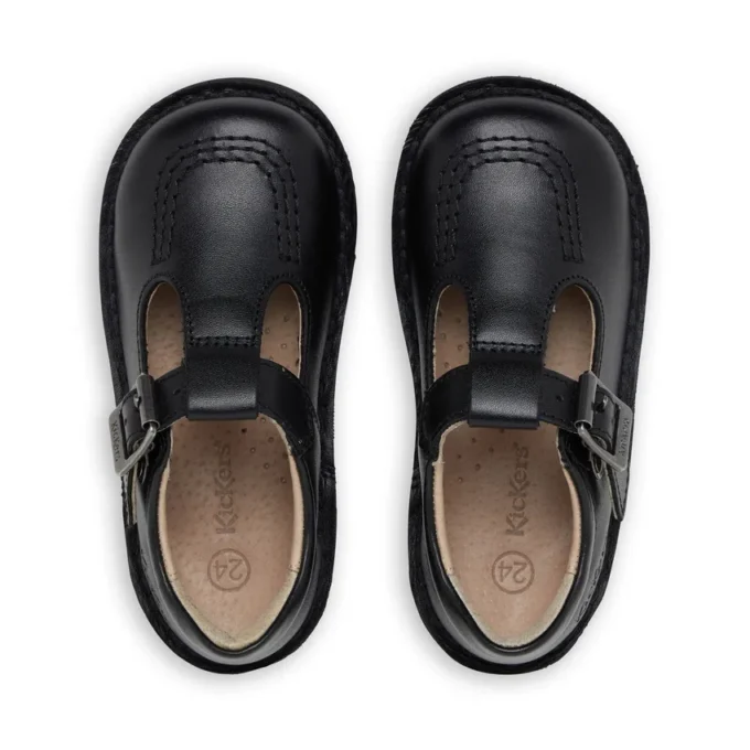 Scarpe Kick T-Bar in similpelle nera per bambine Scarpe Kick T-Bar in similpelle nera per bambine