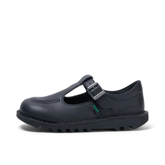 Scarpe Kick T-Bar in similpelle nero per ragazze Scarpe Kick T-Bar in similpelle nero per ragazze
