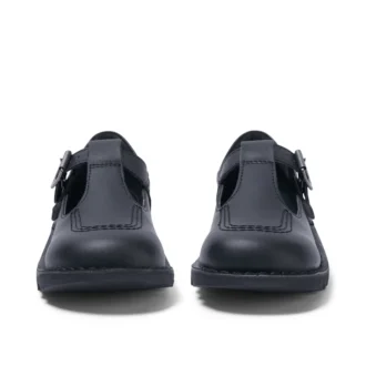 Scarpe Kick T-Bar in similpelle nero per ragazze