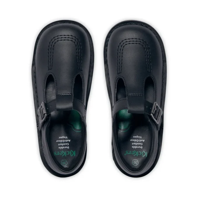 Scarpe Kick T-Bar in similpelle nero per ragazze Scarpe Kick T-Bar in similpelle nero per ragazze